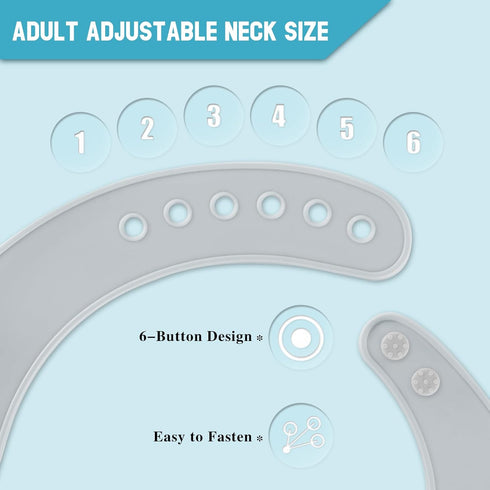 Waterproof Adjustable Silicone Bib for Adults - Washable with Crumb Catcher