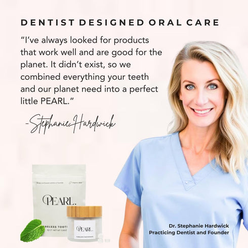Packaging (186 Pearl Fluoride Mint Toothpaste Tablets | Dentist Designed | Natural Whitening | Sensitivity Relief | TSA