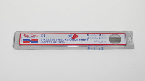 Dental Orthodontic Stainless Steel Metal Polishing Strips, 12 Strips per Box, Single Sided Center Gap 4mm
