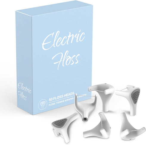 Voraiya Flosser Refills, 50 Voraiya Floss Heads, Reusable Woven Floss, Floss Without PFAS & Unwaxed Dental Floss (White)