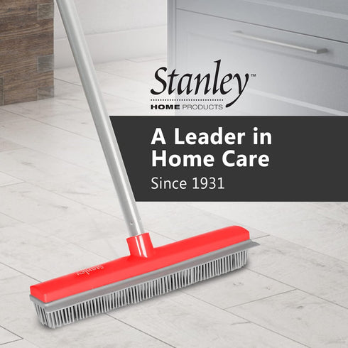 Stanley Home Products Rubber Broom with Built-in Squeegee, for Carpets, Floors, Stairs, Upholstery, Removes Pet Hair,