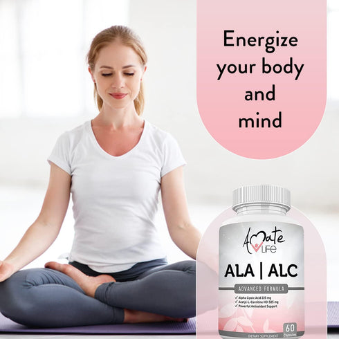 ALA/ALC High Potency Formula - Alpha Lipoic Acid and Acetyl-L-Carnitine HCl Dietary Supplement - 60 Capsules