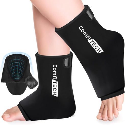 Comfitech Ankle Foot Ice Packs Wrap for Swelling, Reusable Gel Heel Ice Pack, Large Opening for Foot Ankle Sprain, XL