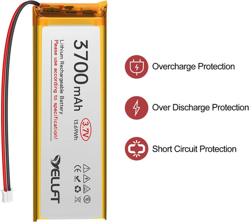 YELUFT 3pcs 3.7V 3700mAh 103395 1S PH2.0 ESP32 Lithium Polymer Battery LiPo Rechargeable Battery with Protection Board