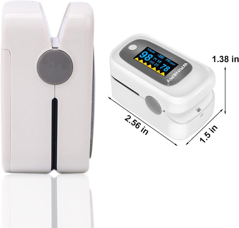 WRINERY Fingertip Pulse Oximeter, Oxygen Saturation Monitor, OLED Portable Oximetry with Batteries and Lanyard