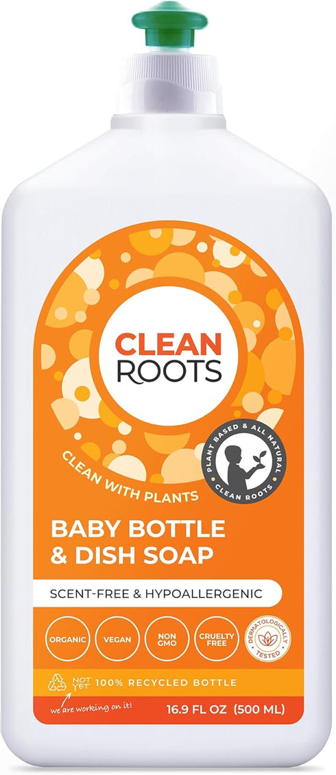 Baby Bottle & Dish Soap, EcoGarantie Certified 100% Organic & Natural, Scent-Free & Hypoallergenic, Dermatologically Tested & Approved - Pack of Three 16.9 fl oz (500 mL) Bottles