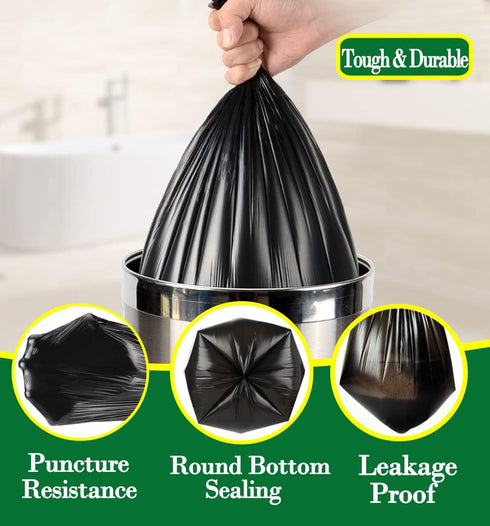 Hommaly 2.6 240 6-10 2-2.6 Gallon pcs Small Black Trash Bags, Strong Garbage Bags, Bathroom Trash Can Bin Liners