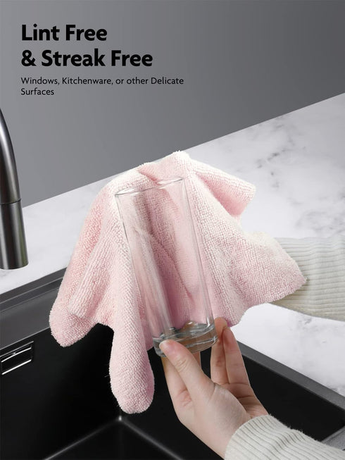 Microfiber Cleaning Cloth Roll - 75 Pack, 12" x 12", Reusable Washable Rags (Pink)