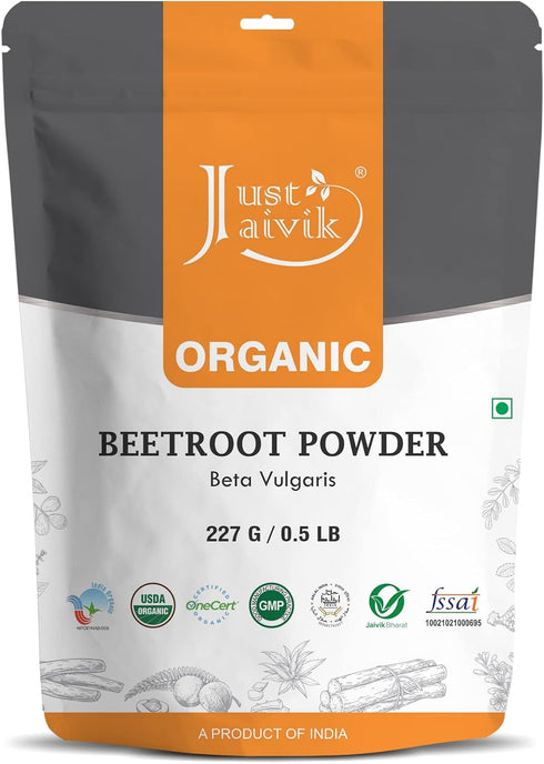 Just Jaivik Organic Beetroot Powder 227 gm | Natural Nitric Oxide Booster | Superfood for Healthy Heart & Stamina |