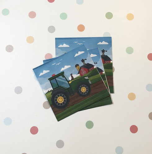 zxyxka 40Pcs Set Decoration(6.5in) Tractor Farm Dessert Napkins Car Locomotive Lunch Dinner Tableware Disposable Paper