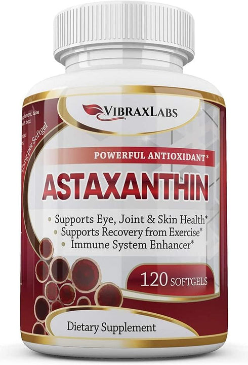 Astaxanthin 10mg Supplement - Best Pure Antioxidant from Microalgae, Helps Skin Care & Eye, Arthritic Joints, Healthy