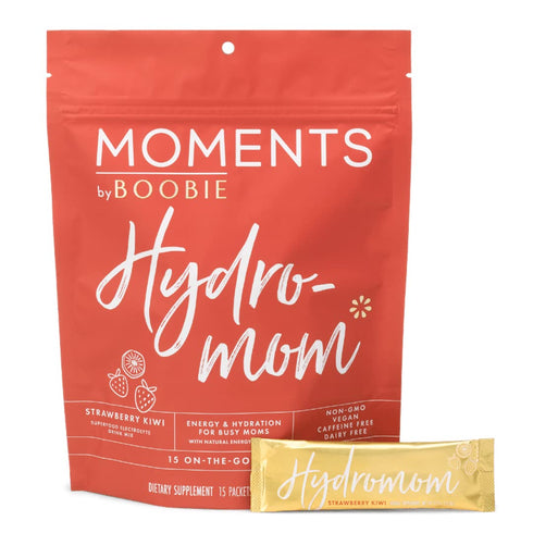 Boobie Hydromom Superfood Electrolyte Drink Mix, Strawberry Kiwi | Energy & Hydration Boost for Mamas | 15 Packets