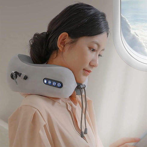 LIPPSY Neck Massager Travel Pillows U-Shaped Memory Foam Neck Pillows & Electric Massager for Muscle, Shoulder