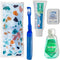 Dental Travel Kit, Travel Toothbrush, Toothpaste, Mouthwash and Floss in Reusable Zipper Pouch
