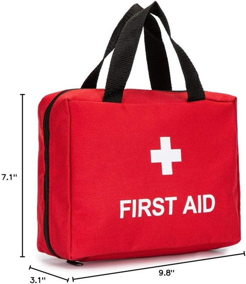 Red First Aid Bag Empty Travel Rescue Pouch for Medicine Storage, Emergency Bag for Car Home Office Kitchen Sport