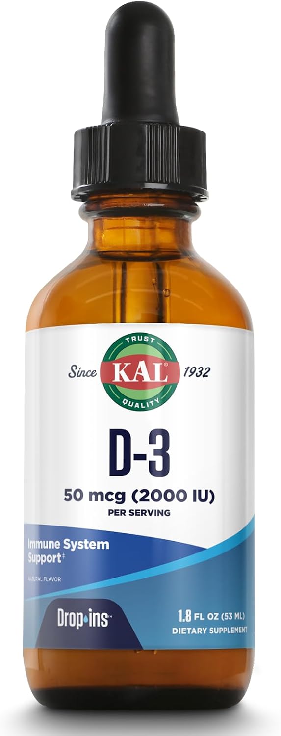 KAL Vitamin D3 2000 IU (50 mcg) DropIns, Liquid Vitamin D3 Drops for Bone Strength and Immune Support