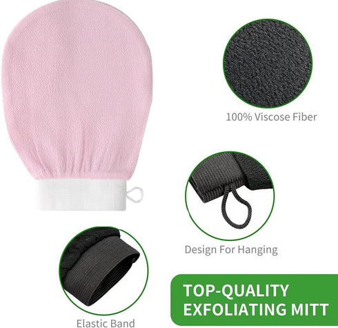 Pink Body Scrubber Exfoliating Gloves, Dead Skin Remover Bath Sponges, Bathing Accessories