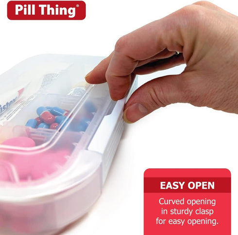 8 Compartment Large Pill Case with Airtight Seal, Adjustable Dividers, Waterproof Med Box with Medication Map (Clear -