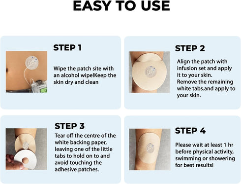 40 Pack Universal Adhesive Patches for CGM and Insulin Pumps, Waterproof & Breathable, Pre-Cut Adhesive Tape, Beige