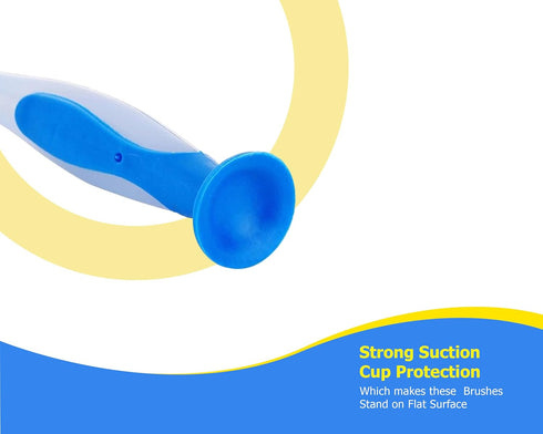 Plastic Long Handled Scrubbing Brush with Suction Cup, Durable Bristles, Assorted Colour, Pack of 3
