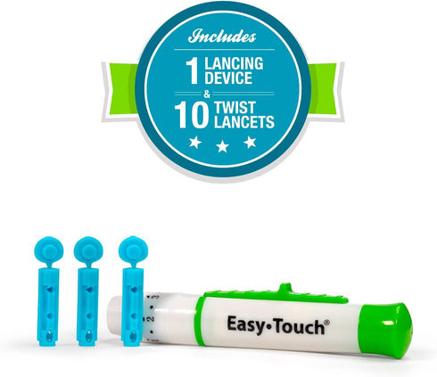 EasyTouch Glucose Monitoring System - 1 Meter with 10 Twist Lancets and 1 Lancing Device