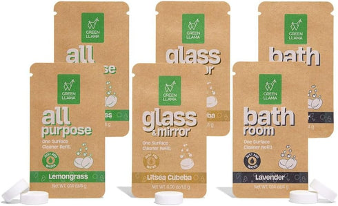 Eco-Friendly Cleaning Tablet Variety Pack - Multi-Surface, Glass & Bathroom Cleaner Refills, Plant-Based, Pet Safe