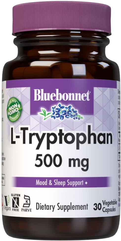 L-Tryptophan 500 mg Vitamin Capsules, 30 Count by BlueBonnet