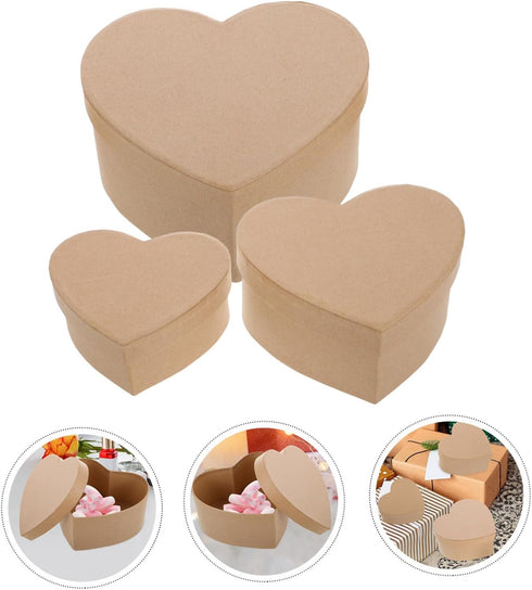 Set 3-Piece Toyvian Heart-Shaped DIY Cardboard Box for Valentine's Day Creative Crafting Storage for Chocolates