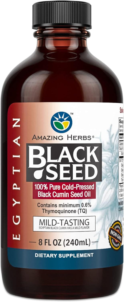 Amazing Herbs Egyptian Black Seed Oil - Gluten Free, Non GMO, Cold
