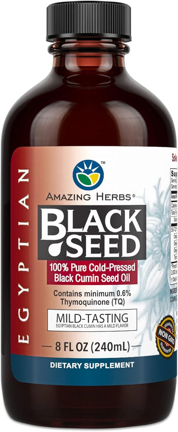Amazing Herbs Egyptian Black Seed Oil - Gluten Free, Non GMO, Cold
