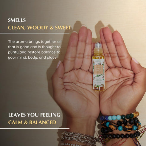 White Sage & Sandalwood Essential Oil Roll-On Blend by Aromafume | 10ml | Aromatherapy Oil for Cleansing Energy