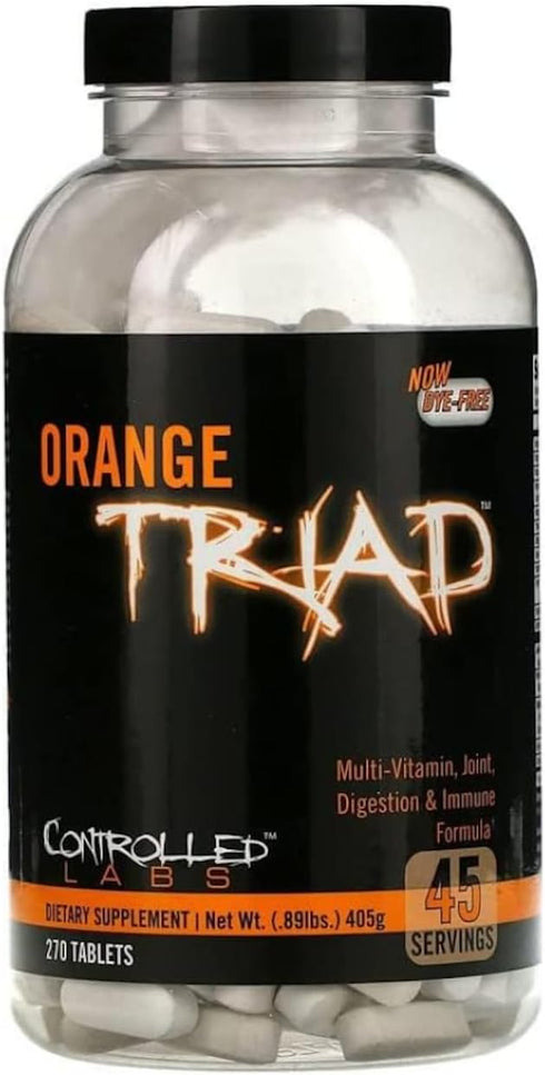 CONTROLLED LABS Orange Triad Daily Multivitamin, Iron Free Sports Supplement for Workout, 45 Servings