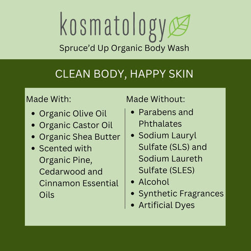 Spruce’d Up Organic Body Wash | Moisturizing Cleanse | Infused with Pine, Cedarwood & Cinnamon Essential Oils | 8 fl oz