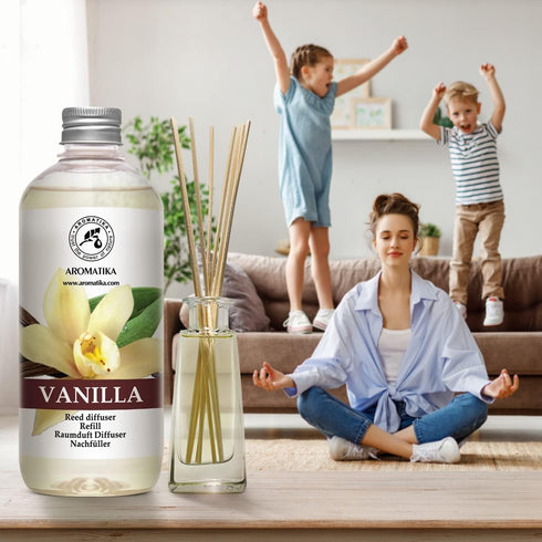 Vanilla Diffuser Refill with Natural Essential Vanilla Oil - 17 Fl Oz - Fresh & Long Lasting Fragrance for Aromatherapy