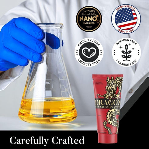 Dragon Pain Relieving Lotion, 3.4oz Regular Strength for Muscle and Joint Discomfort Relief, Quick Absorb
