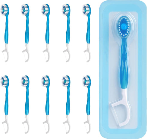 Disposable Mini Travel Toothbrushes, 10 Count, 5-in-1 Pre-Pasted Toothbrush for On-The-Go, Coolmint