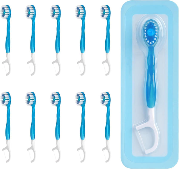 Disposable Mini Travel Toothbrushes, 10 Count, 5-in-1 Pre-Pasted Toothbrush for On-The-Go, Coolmint