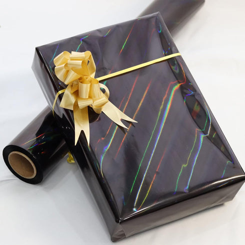 CMFYHM Iridescent Black Cellophane Wrap Roll 34 In Wide X 100 Ft Long for Gifts, Baskets, Birthday, Holiday Decor