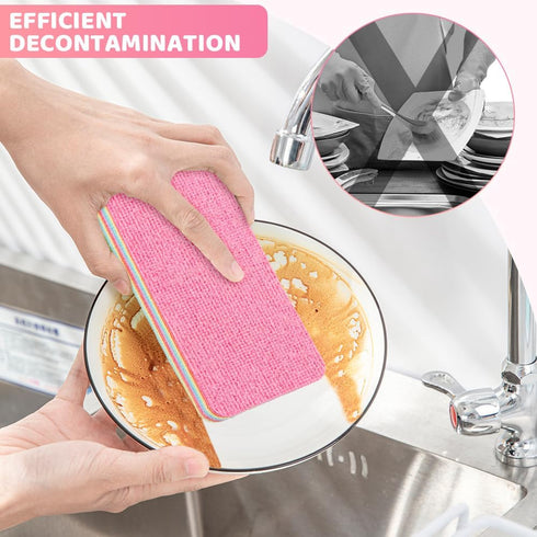 Houseen 12-Layer Tearable Microfiber Sponge Rag - Super Absorbent Reusable Cleaning Cloth with Rainbow Colors