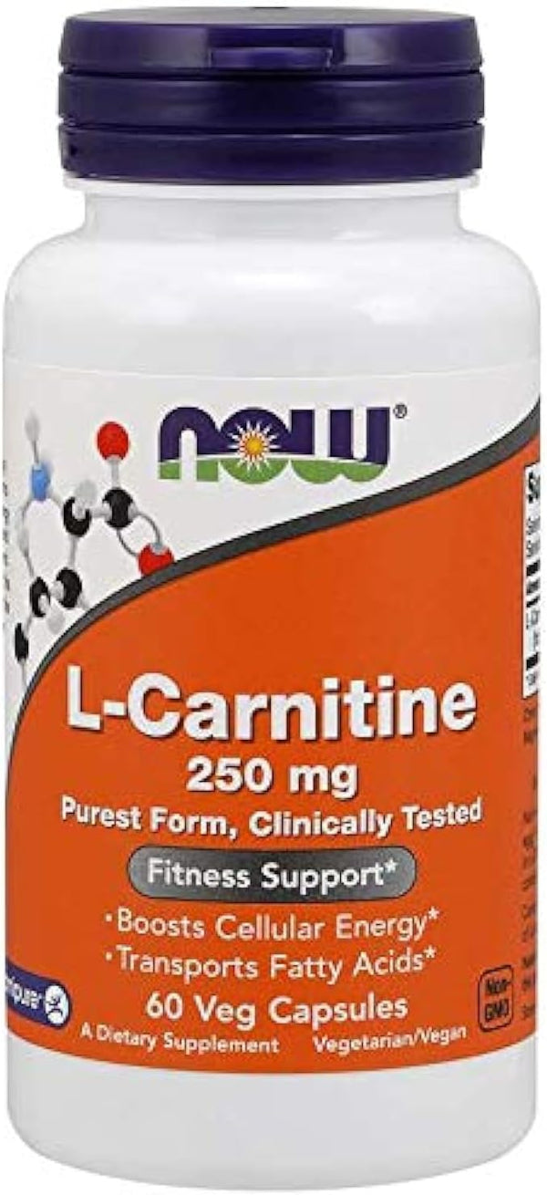 NOW L-carnitine 250mg - 60 Capsules (Pack of 2)
