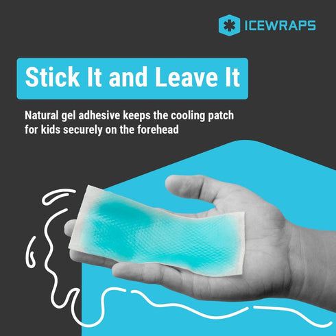 ICEWRAPS Fever Patch for Kids, Cooling Patches for Adults or Kids, Migraine Gel Sheets, Headache Patches Pack of 15