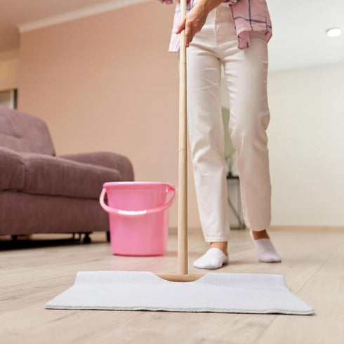 Singhoow Set 40 Inch 3 15 24 Inch Cuban Wood Mop T Stick with Pcs Microfiber Squeegee Mopping Towel Floor Cloth