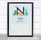 The Card Zoo New Baby Birth Details Christening Nursery Dinosaur Initial N Gift Print