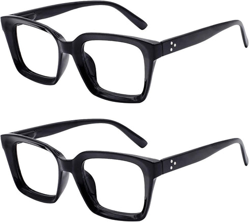 MARE AZZURO 2 Pairs Stylish Oversized Reading Glasses for Women, 1.0 1.5 2.0 2.5 3.0 3.5 (Black, 1.00)