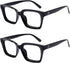 MARE AZZURO 2 Pairs Stylish Oversized Reading Glasses for Women, 1.0 1.5 2.0 2.5 3.0 3.5 (Black, 1.00)
