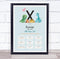The Card Zoo New Baby Birth Details Christening Nursery Dinosaur Initial X Gift Print