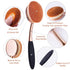 Large Rose Gold Foundation Contour Round Toothbrush - Dust Free Oval Makeup Brushes with Sponge Cleaner