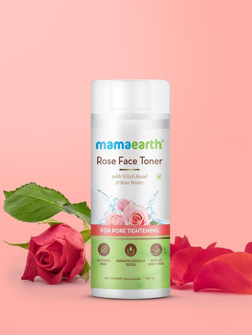 Mamaearth Rose Water Toner with Witch Hazel & Cucumber for Pore Tightening, Oil Control & Hydration, 6.76 Fl Oz (200ml)