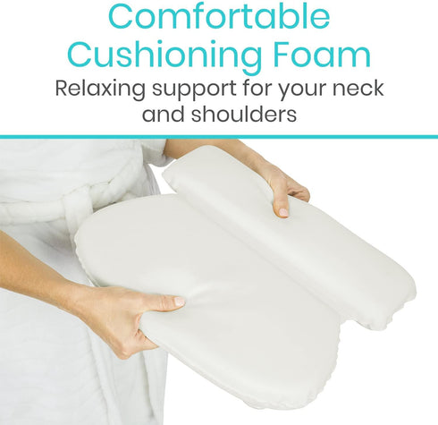 Slip Resistant Large Thick Soft Waterproof Spa Bath Pillow, 2 Panel Cushion Support for Curved or Straight Tubs