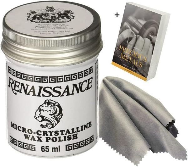 R e n a i s s a n c e Wax Multi-Surface Polish Paste, Metal, Jewelry & Wood Protector with Microfiber Towel Included